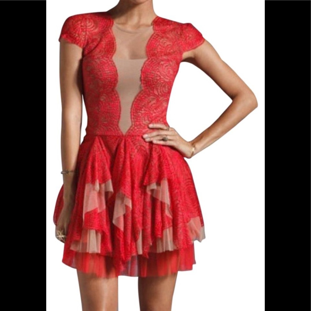 BCBMAXAZRIA party dress in red lace